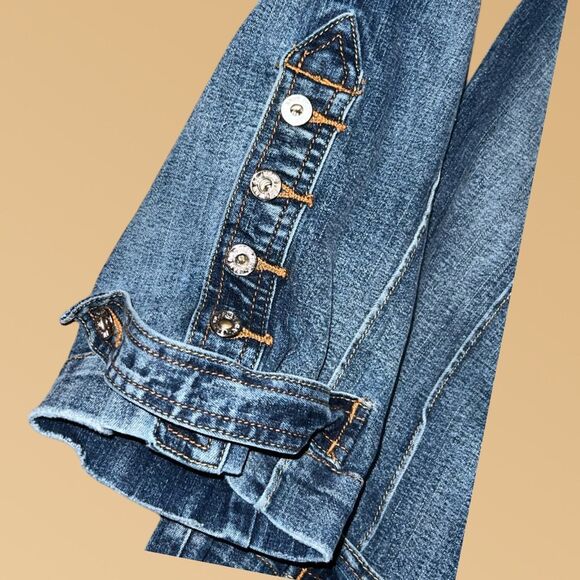 Baby Phat Y2K Cropped Buttoned Ankle Medium Wash Blue Denim Jeans Size 5 - Picture 6 of 9